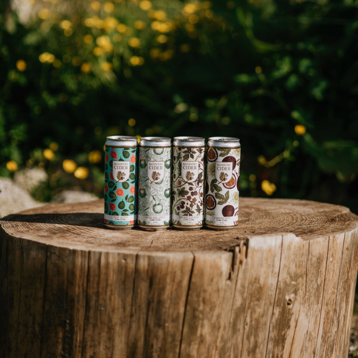 Cans of Banditry Cider from a B.C. cider stop on the Sunshine Coast