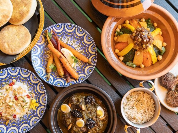 different food on plates on a table