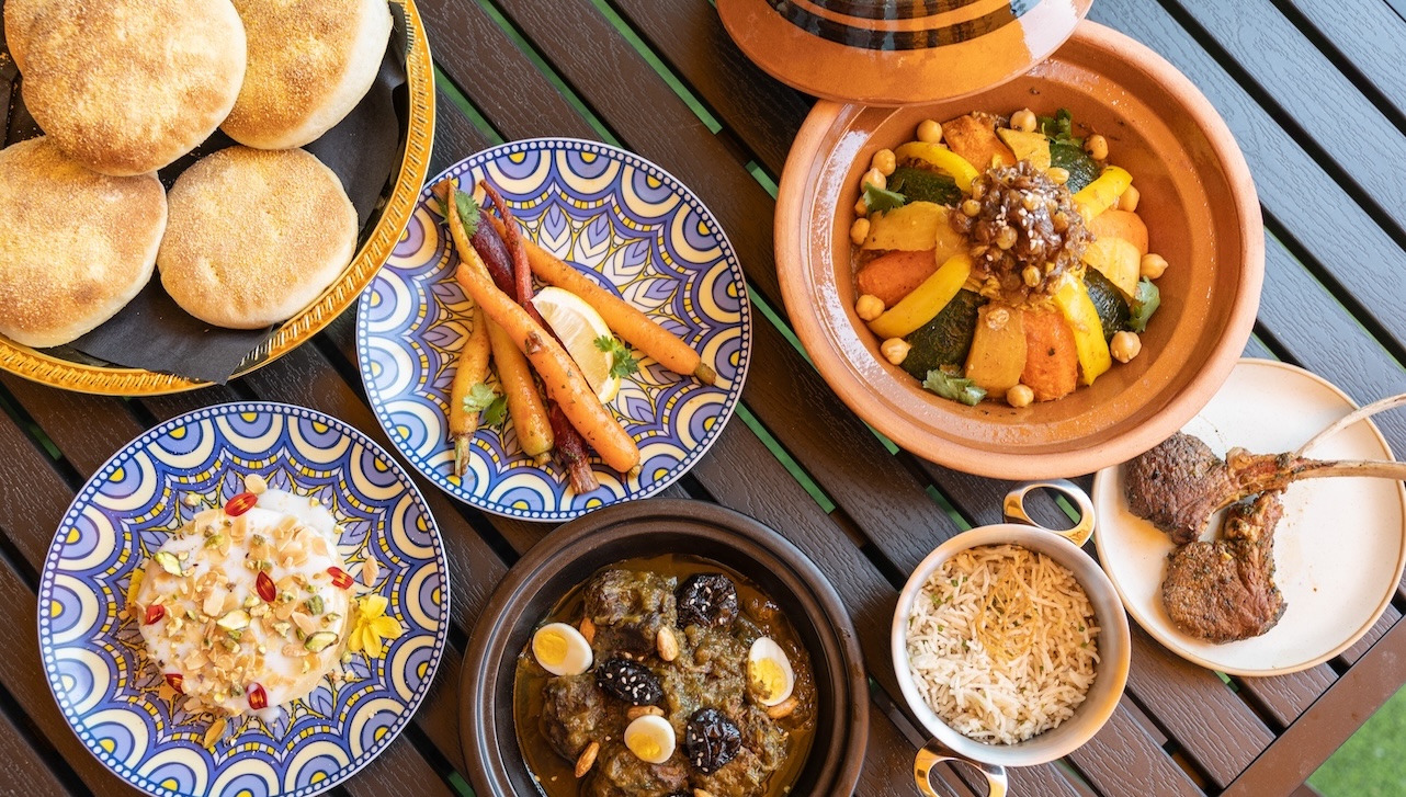 different food on plates on a table