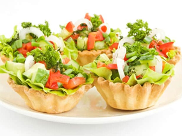 Filo-wrapped Greens with Mustard Balsamic Dressing