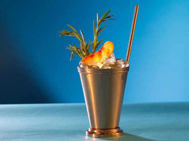 Grilled Peach Rum Cobbler Cocktail