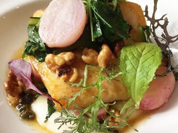 Seared Halibut With Sunchoke Puree and Sautéed Dandelion Recipe