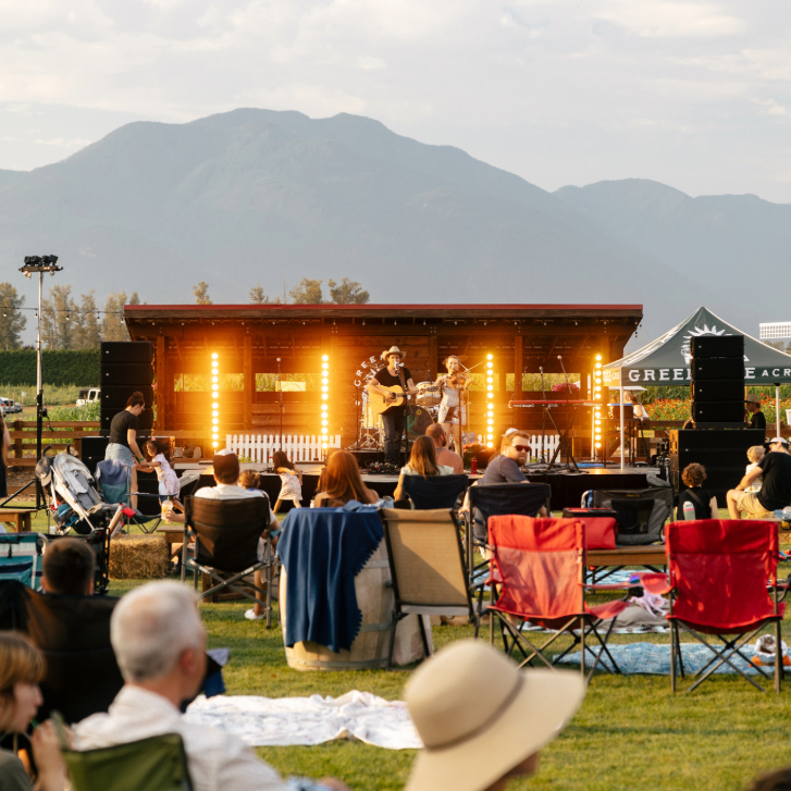 people performing on the stage at Greendale Acres in Chilliwack, for the summer send off festival on Labour Day weekend