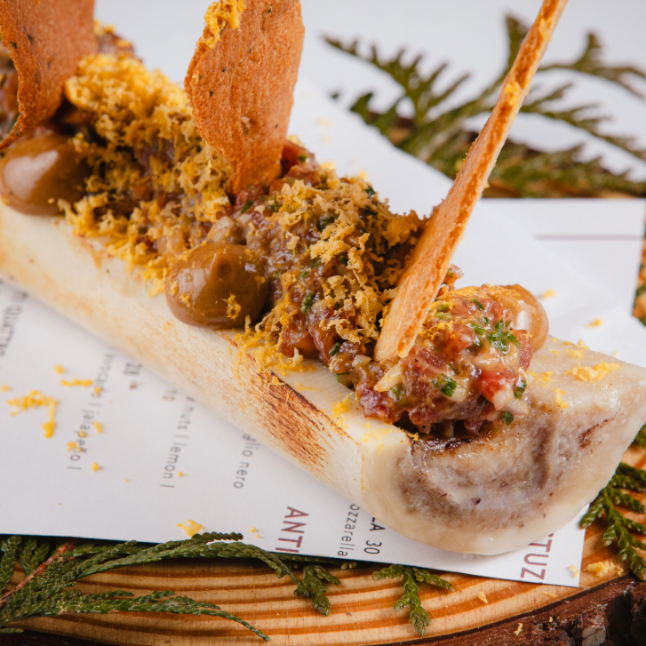 beef tartare and bone marrow from Lorette Brasserie