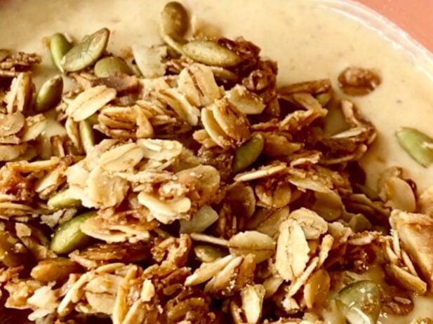 Pumpkin Spice Fauxgurt With Pumpkin Seed Ginger Granola