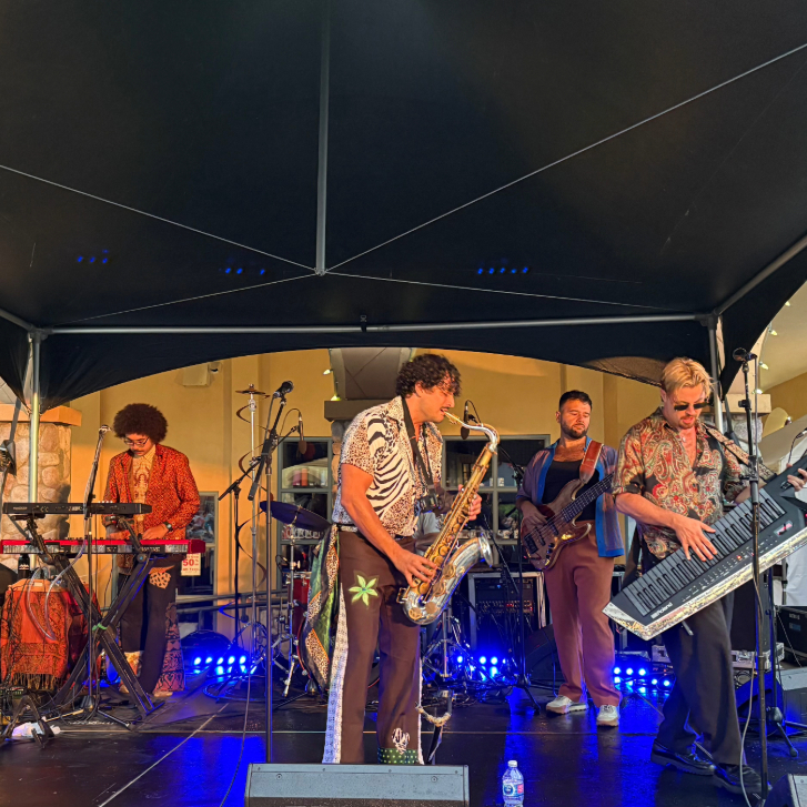 The Free Label band performing at the Summer Concert Series at Sun Peaks