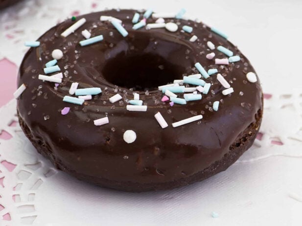 Sprinkly Chocolate Cake Doughnuts