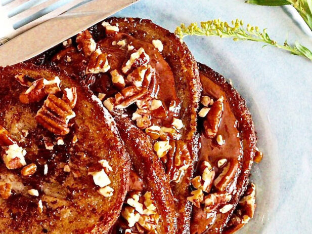 Recipe: Vegan French Toast with Chocolate Ganache and Chai-Spiced Pecan Maple Syrup