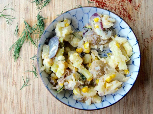 Yogurt, Corn and Yellow Bean Potato Salad Recipe