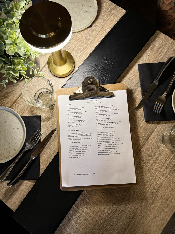 menu and price list on a wooden table 