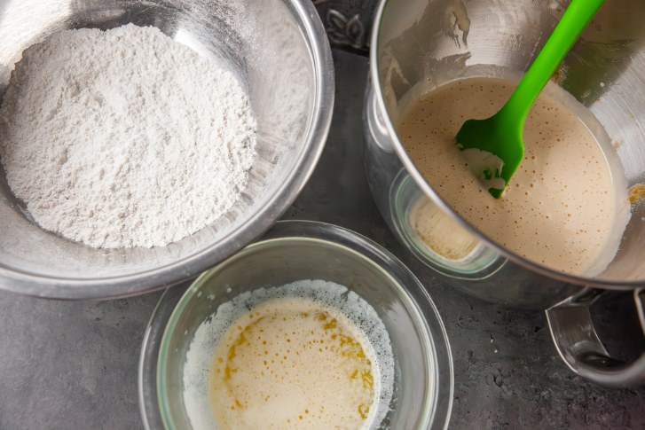 flour, melted butter, and beaten eggs for madeleine recipe