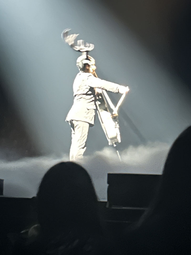 musician playing the cello at Cirque Du Soleil