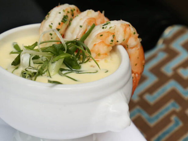 Black + Blue’s Jalapeño Cream Corn and Garlic Prawns